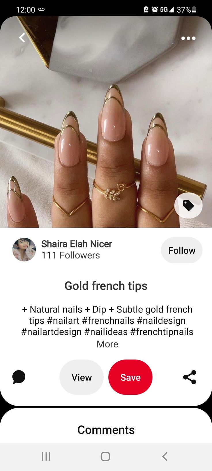 Sophisticated Nail Design: Elegant Gold French Tips with Subtle Metallic Sheen.