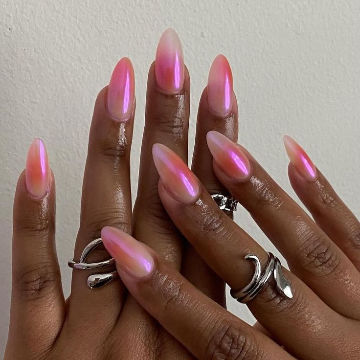 Aura Nails With Chrome