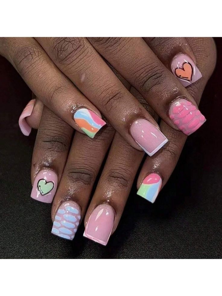 Whimsical Vibrant Nail Art: Playful Patterns and Pastel Colors for Personalized Style