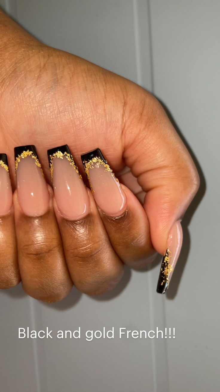 Luxurious Black and Gold French Manicure: Striking Elegance for Any Occasion