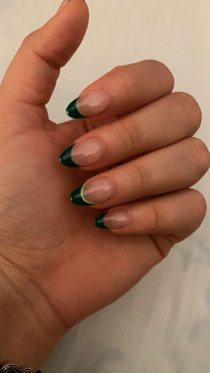 Sophisticated Green French Tip Nail Design: A Modern Twist on Classic Elegance