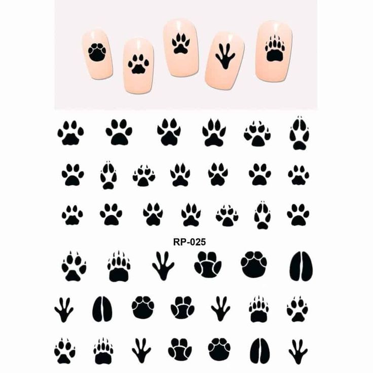 Whimsical Black and White Animal Paw Print Nail Designs for Animal Lovers.