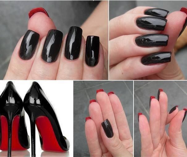 Elegant Black and Red Nail Design for a Chic Night Out.