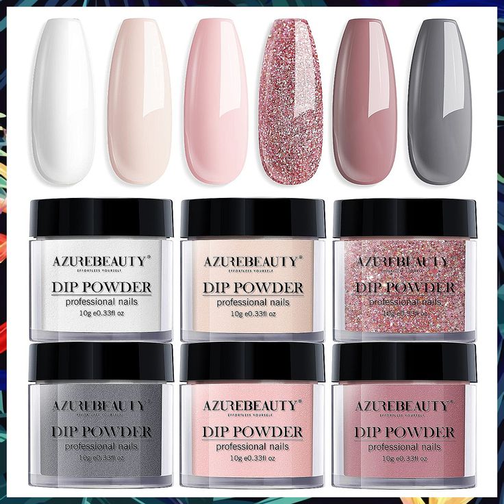 Chic Nail Design Inspiration: Dip Powder Colors in Elegant Shades and Sparkling Glitter.