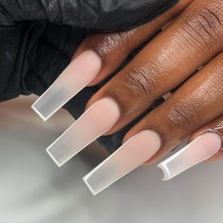 Elegant Sleek Ombre Nail Design with Soft Nude and Translucent Tips