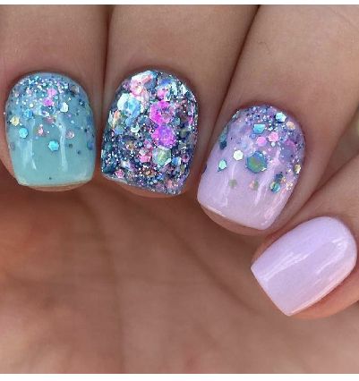 Elegant Pastel Glitter Nail Design for a Playful Manicure.