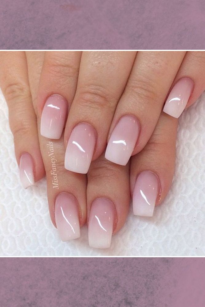 Elegant Ombre Nail Design with Soft Pink and White Gradient.