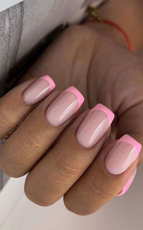 Chic and Modern Elegant Pink French Tip Nail Design