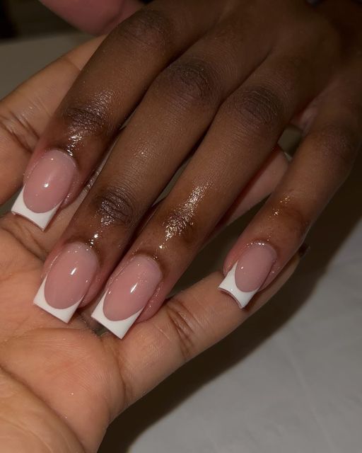 Sophisticated Nude and White Tip Nail Design for Any Occasion