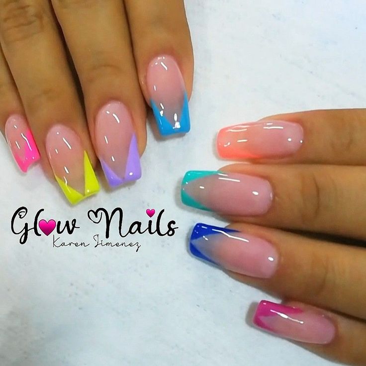 Chic and Modern Pastel Nail Design with Vibrant Geometric Contrast