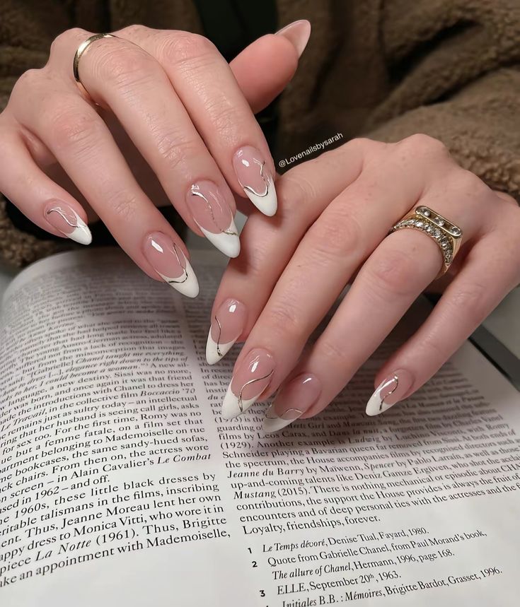 Chic and Sophisticated Elegant Nail Design with Natural Base and Striking White Tips