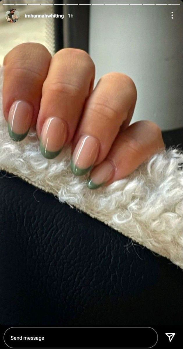 Chic Green French Tip Nail Design with Natural Base for Modern Elegance