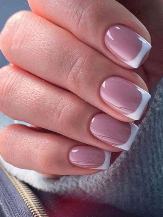 Timelessly Elegant Soft Pink and White Tip Nail Design