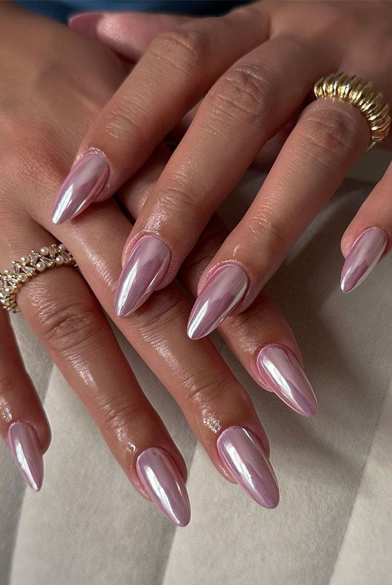 Sophisticated Rose-Gold Almond Nails: Chic Elegance for Special Occasions