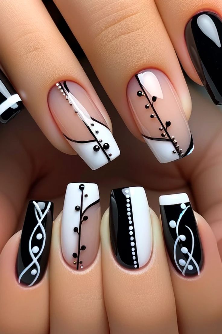 Chic Black and White Nail Design: Modern Patterns for a Bold, Elegant Look.