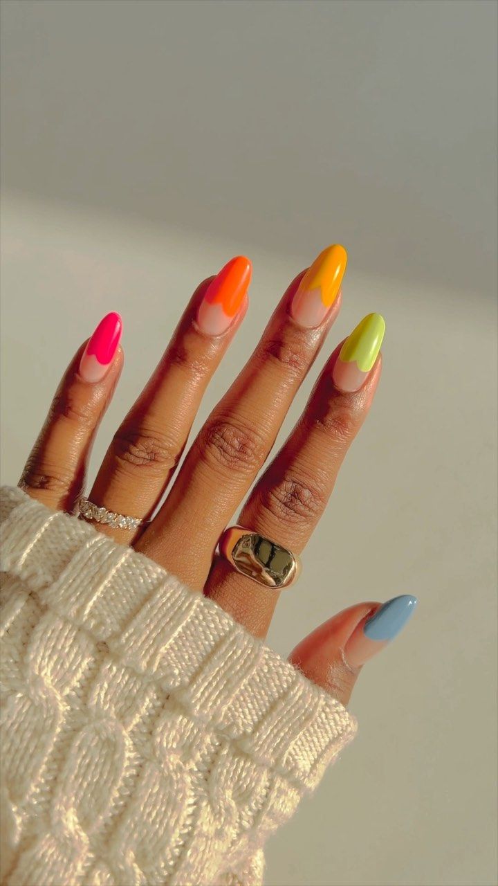 Vibrant Ombre Nail Design: Playful Spring/Summer Shades for Expressive Personal Style.