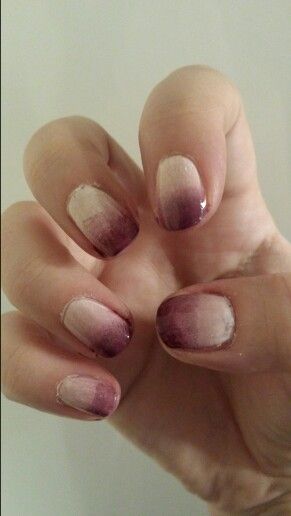 Chic Ombre Nail Design with Soft White and Deep Purple Gradient