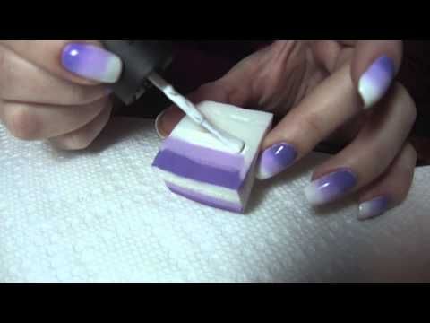 Elegant Gradient Purple and White Nail Art with Smooth Ombre Effect