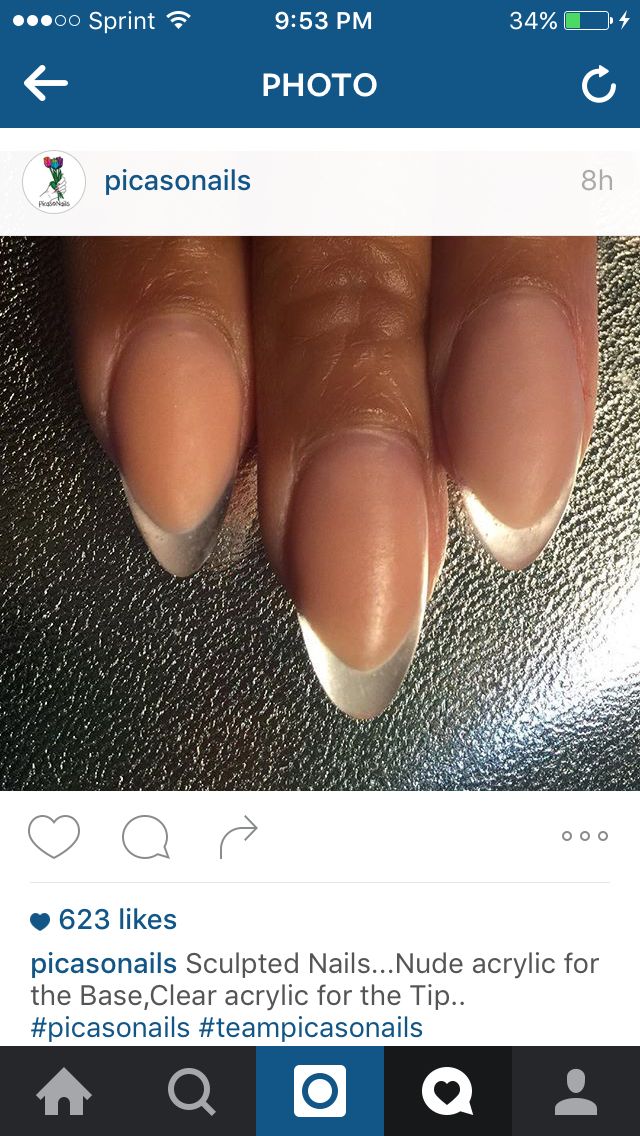 Stylish Tapered Nails: Chic Nude Acrylic Base with Clear Tips for a Polished Look.