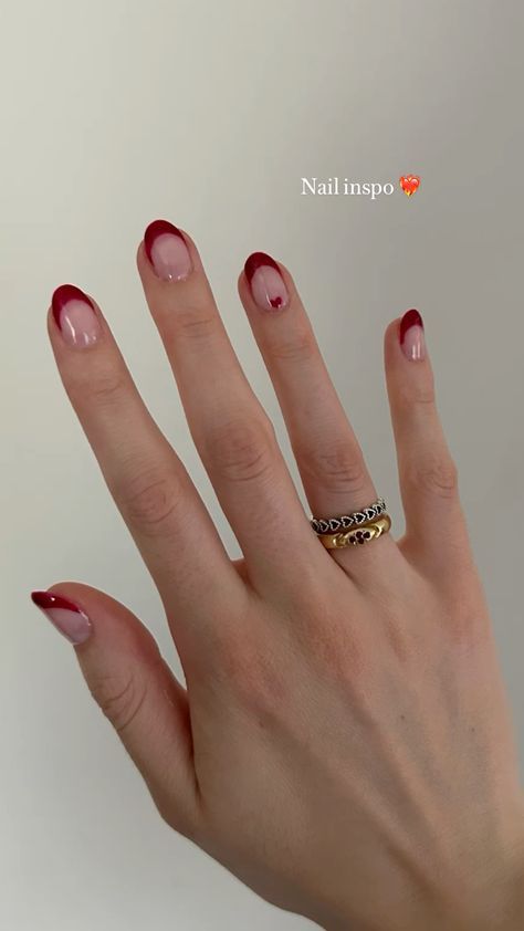 Chic Red-Enhanced French Tip Nail Design for Any Occasion.