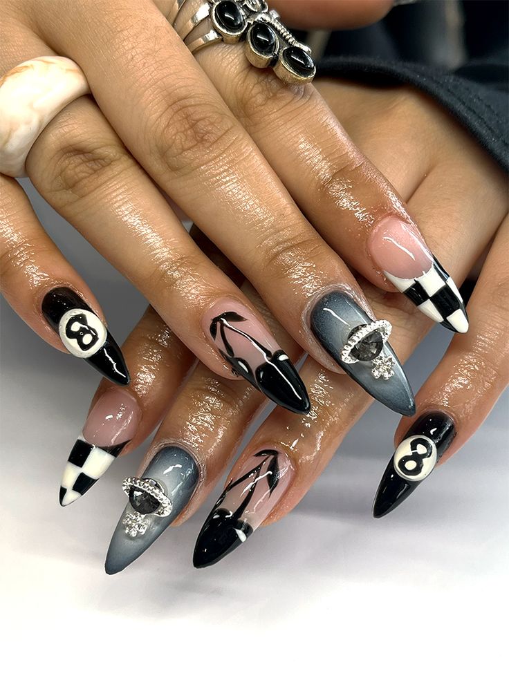 Edgy Nail Design: Bold Colors, Intricate Patterns, and Playful Motifs.