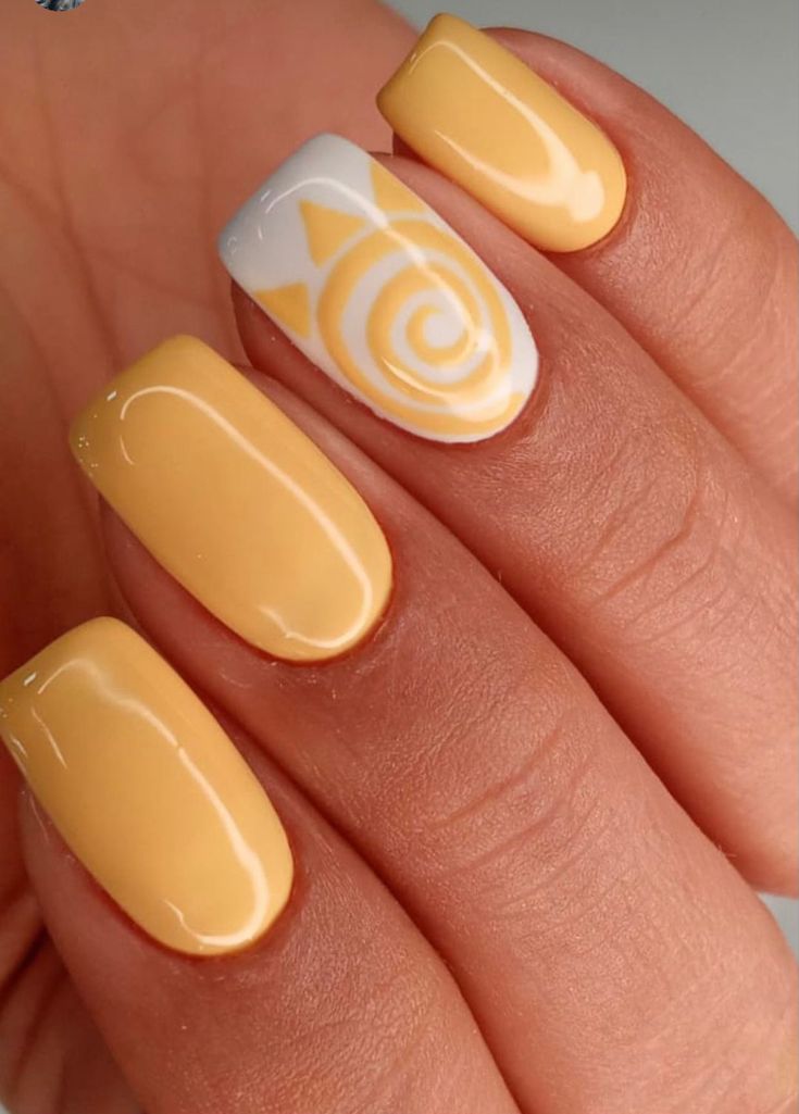 Chic Yellow Nail Design with Playful Matte and Glossy Elements