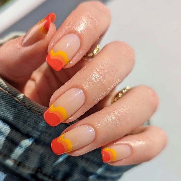 Playful Summer Gradient Nail Design with Cheerful French Tips