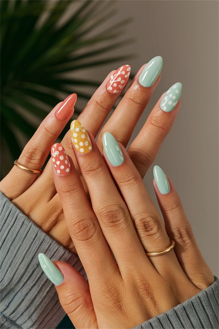 Playful Polka Dot Nail Designs in Cheerful Pastels for Any Occasion