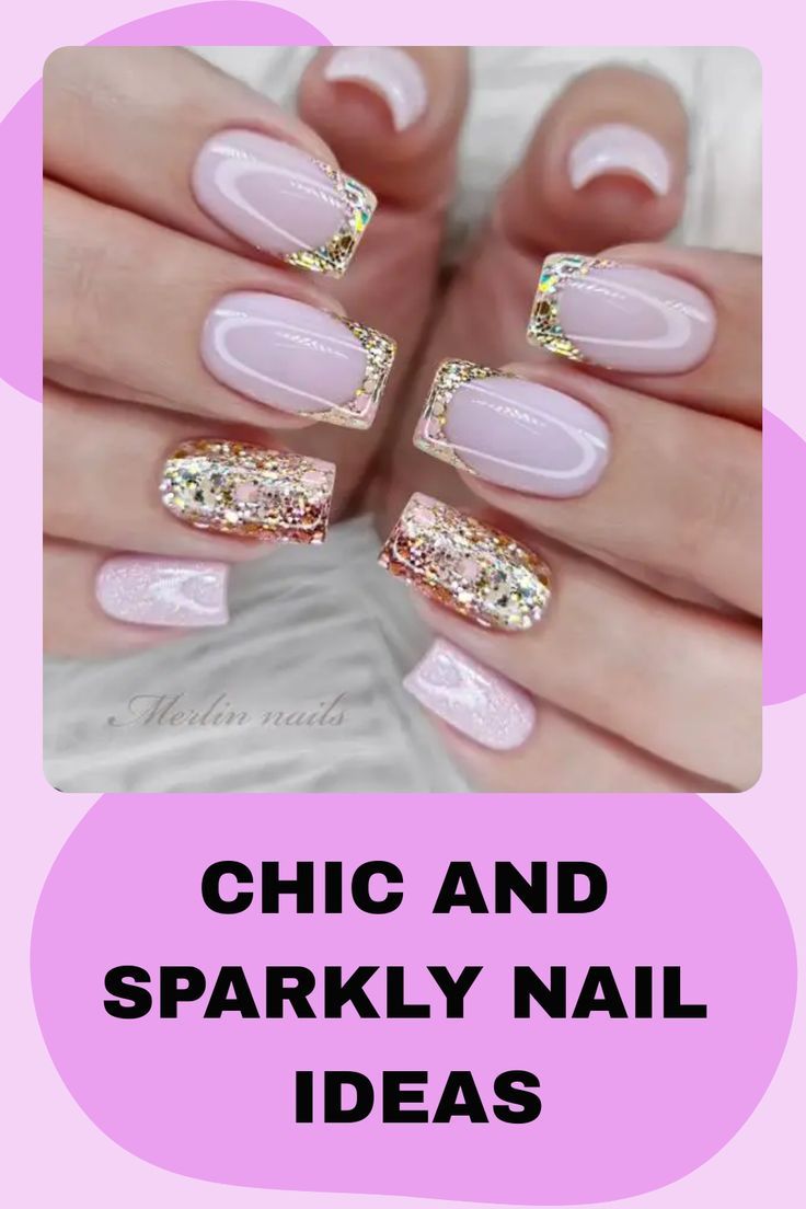 Elegant Chic: Soft Pink and Sparkly Glitter Nail Designs