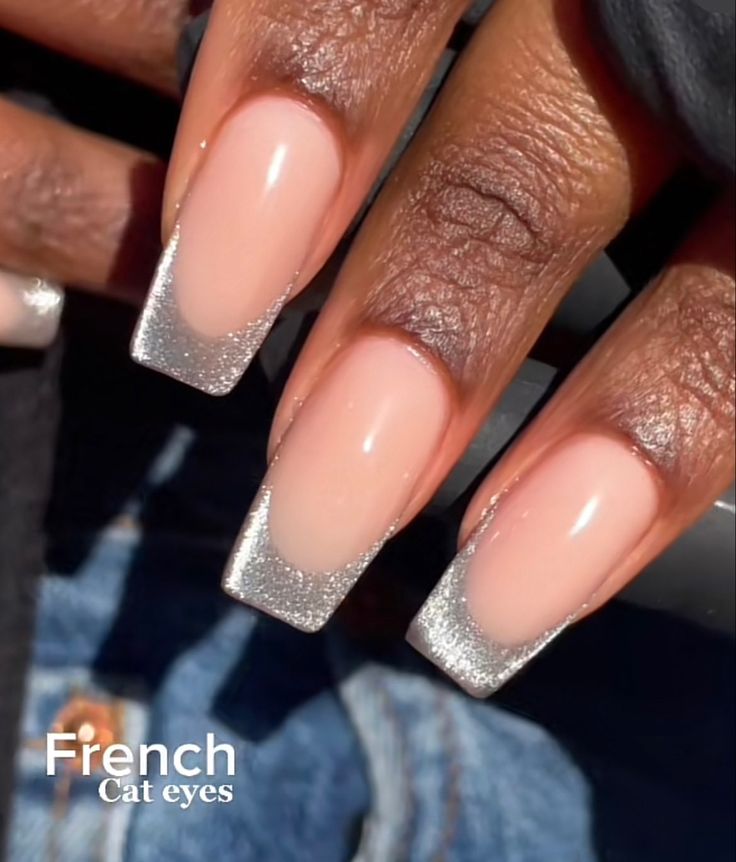 Elegant French Cat-Eye Nails: A Chic Blend of Classic Design and Modern Glamour.