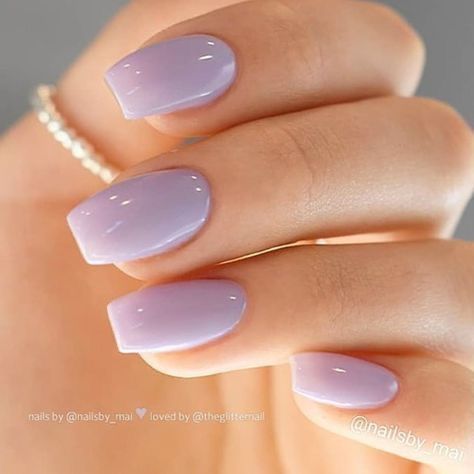 Chic Soft Lavender Nails with Glossy Finish and Subtle Gradient for Modern Elegance.