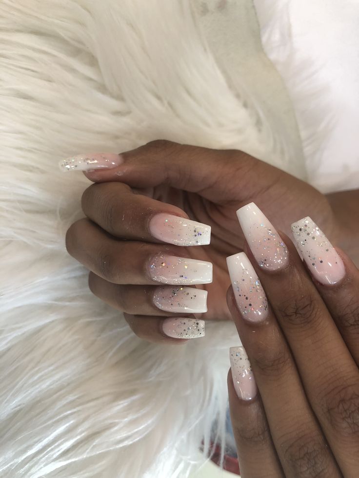 Sophisticated Ombre Nail Design with Glitter Accents