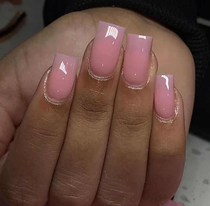 Elegant Soft Pink Square Tip Nail Design with Sophisticated Gradient Effect.