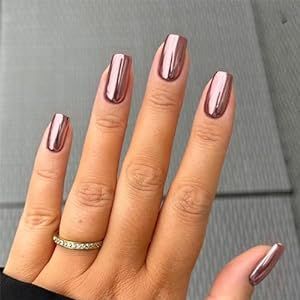 Modern Reflective Rose Gold Nails: A Glamorous Blend of Elegance and Edge