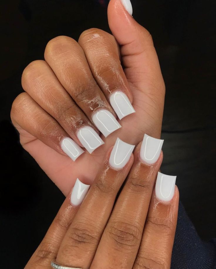 Chic Glossy White Nail Design with Modern Shape for Any Occasion