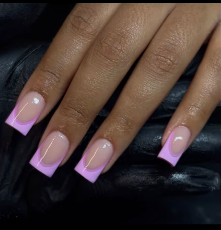 Chic Soft Pink and Lavender French Nail Design: A Modern Twist for Any Occasion.