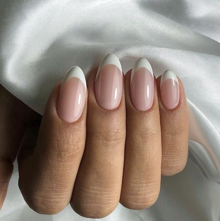 Timeless French Manicure: Elegant Nude Base with Crisp White Tips.