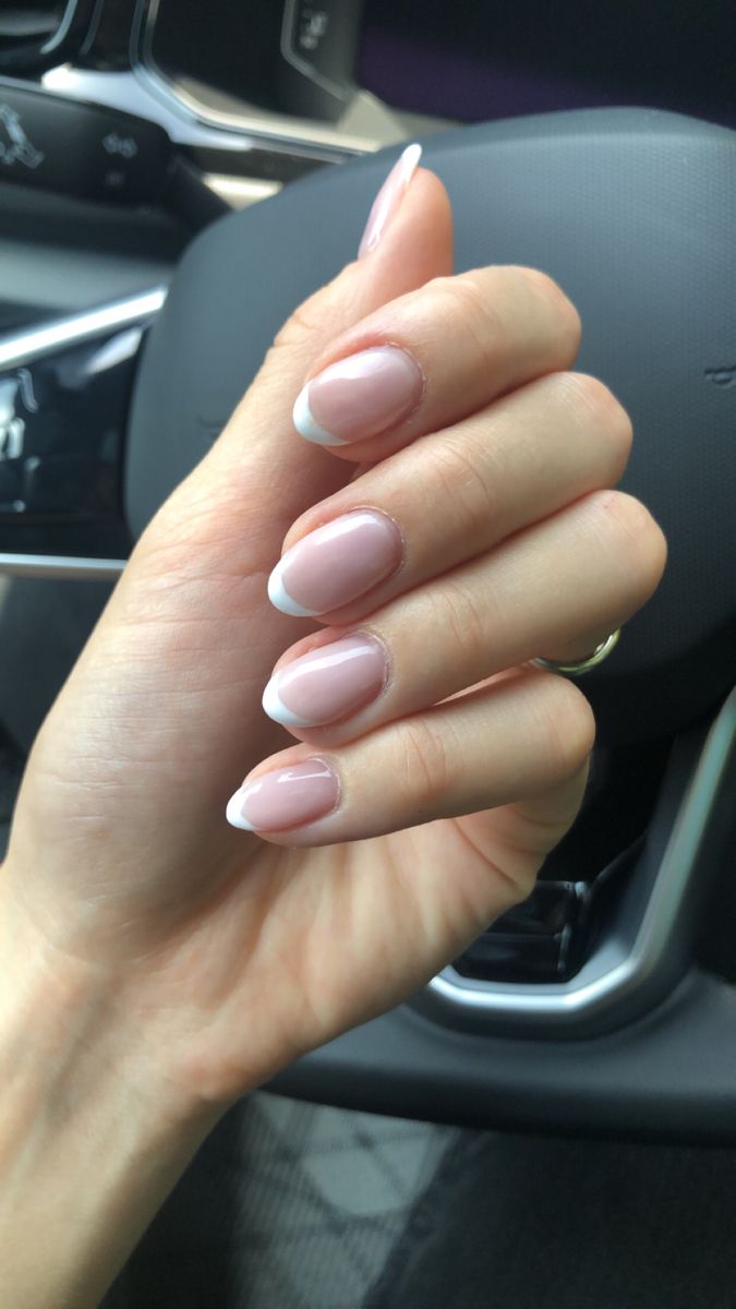 Sophisticated Soft Pink and White Tip Nail Design for Timeless Elegance.