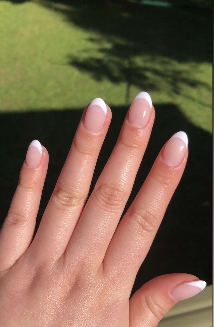 Modern Elegant French Manicure: Fresh Soft Pink Base with Classic White Tips.