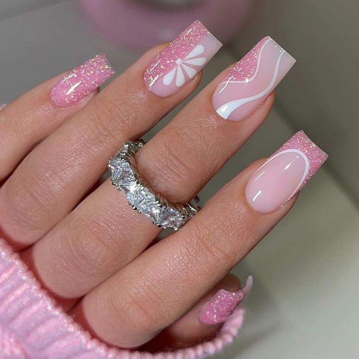 Charming Pink Nails with Glitter, Glossy Finishes, and Elegant Designs for Any Occasion.