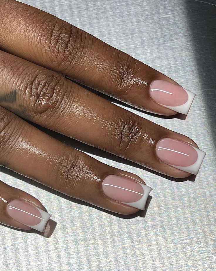 Elegant Minimalist Chic Nails with Classic French Tips and Glossy Finish.