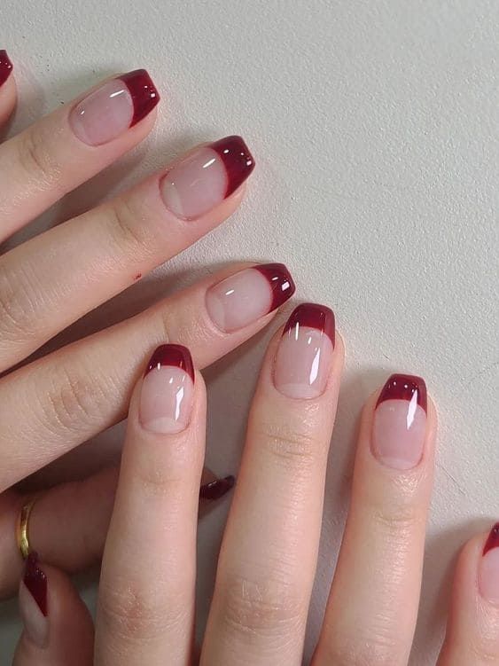 Sophisticated Burgundy French Tip Nail Design for Any Occasion