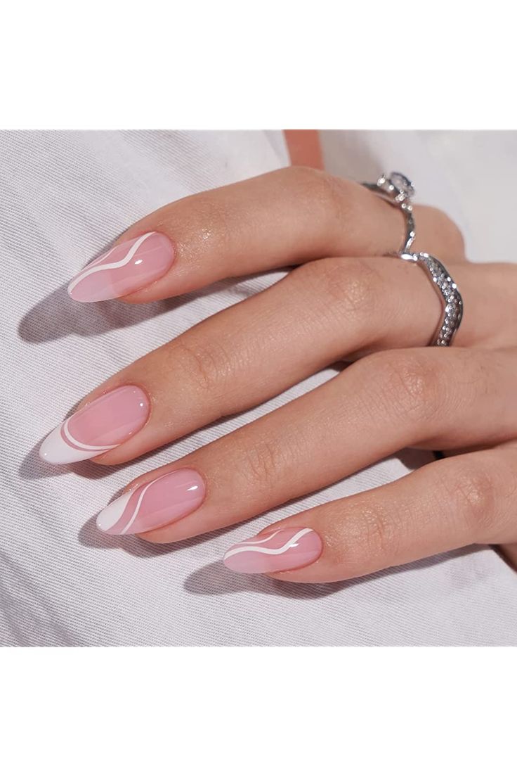 Chic Contemporary Nail Design with Soft Pink and Sleek White Accents