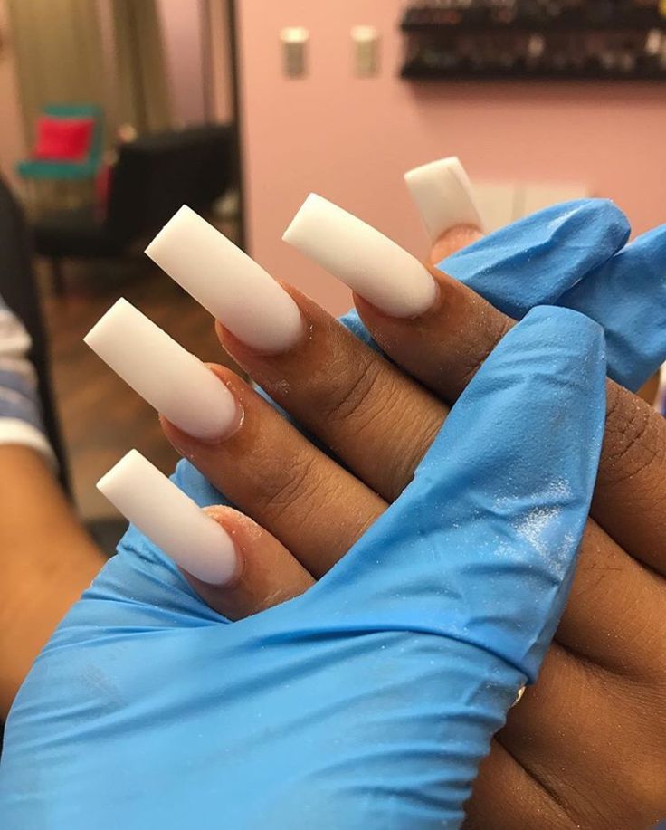 Chic Matte White Long Acrylic Nails for Sophisticated Elegance.