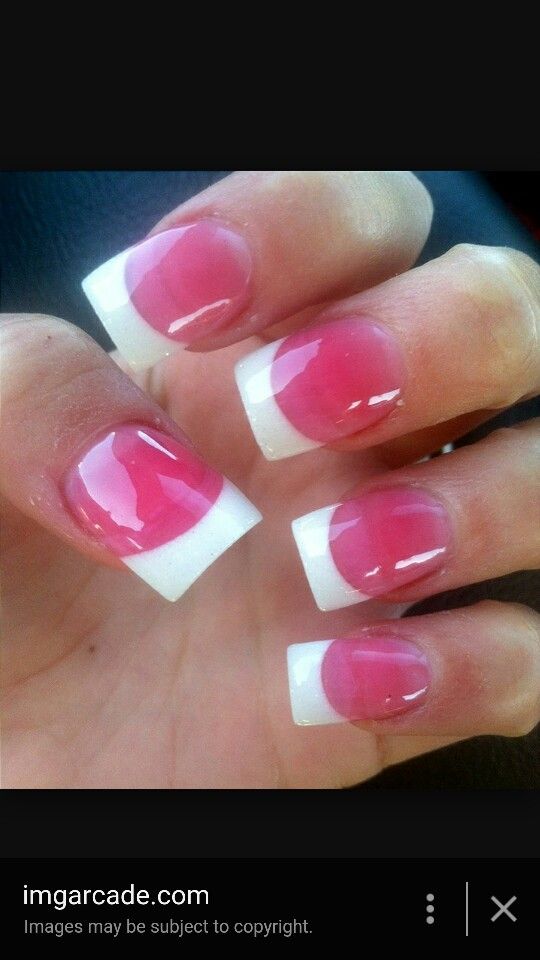 Elegant Soft Pink and Classic White French Tip Nail Design.