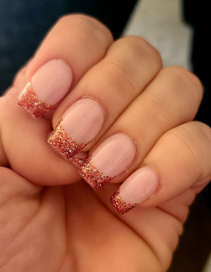 Elegant Glistening Glitter-Finish French Tips for Glamorous Looks.