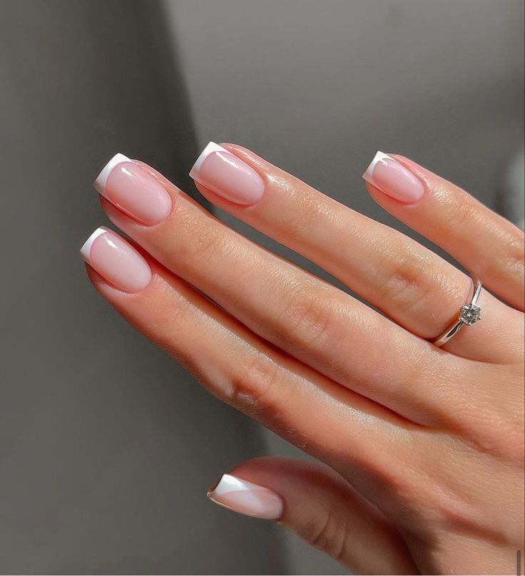 Sophisticated Chic French Tip Nail Design with Soft Pink Base.