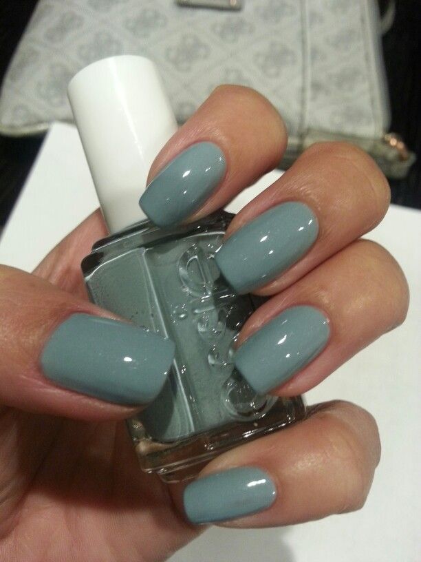 Versatile Chic Nail Design: Muted Teal Polish with Glossy Finish