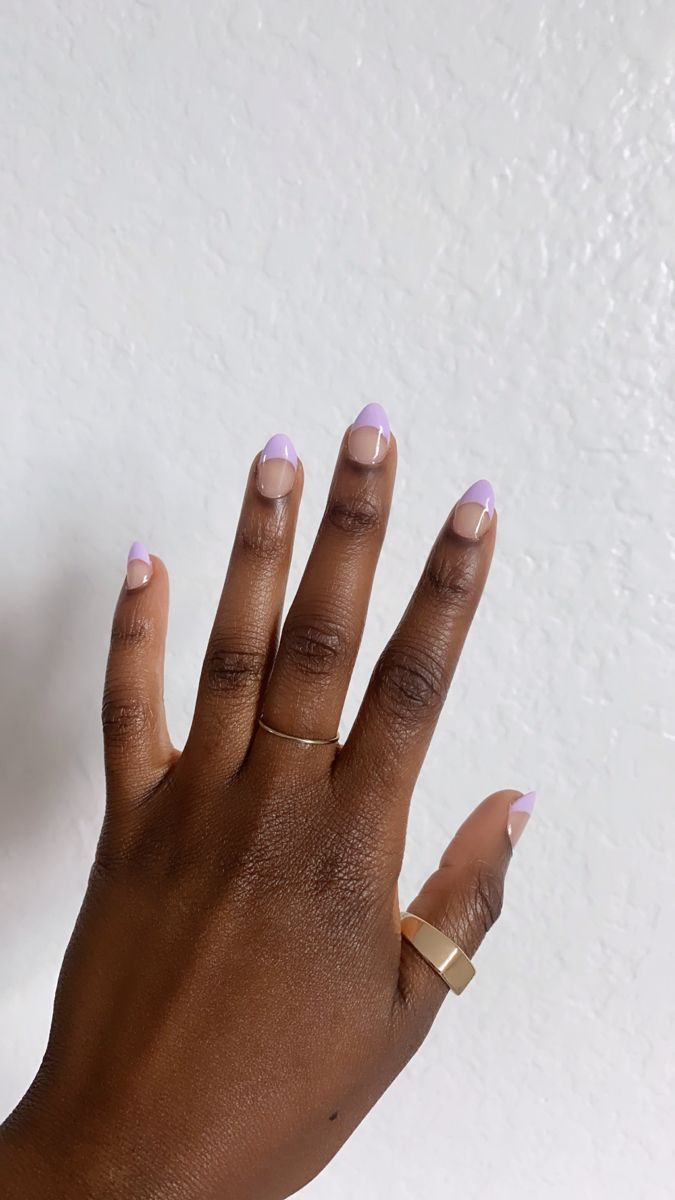 Chic Pastel Lavender Tip Nail Design on Natural Base