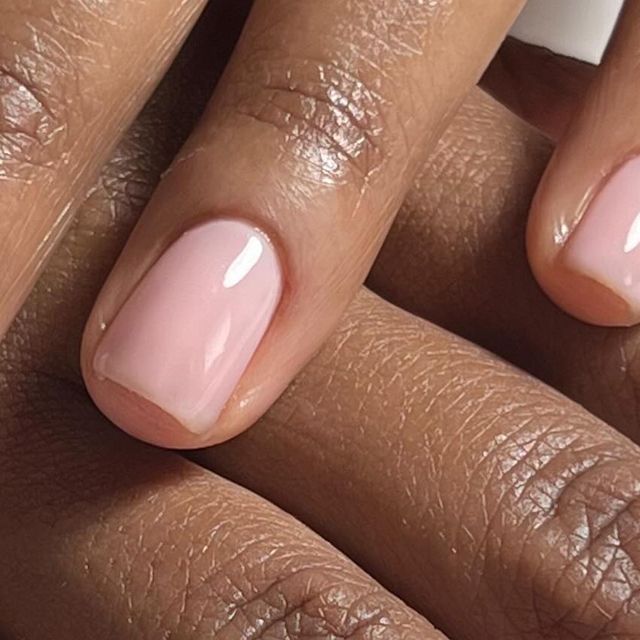 Sophisticated Elegant Nude Nail Design: Pastel Pink with Glossy Finish for Refined Minimalism.